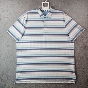 Johnnie-O Polo Shirt Mens XXL Short Sleeve Multicolor Striped -‎ EUC